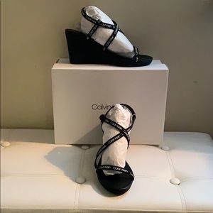CALVIN KLEIN SANDALS, WEDGE, SIZE 9M